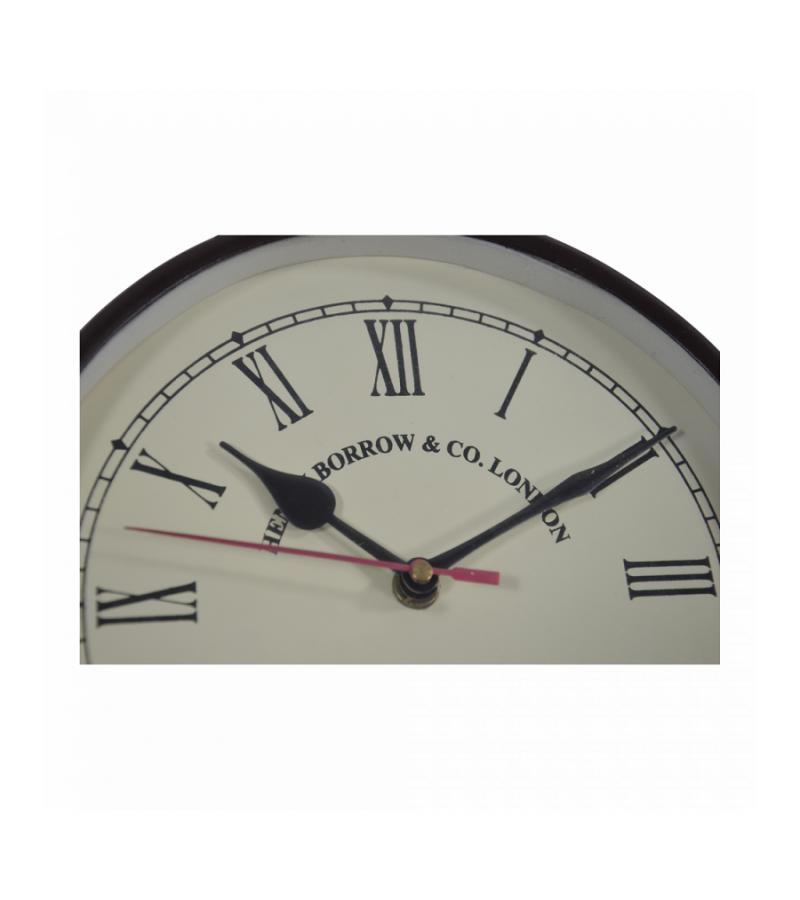 Retro Stationsklok groot metaal donkerbruin 30x8 cm